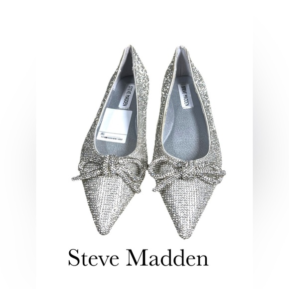 SB10 Steve Madden Elina Rhinestone Bow Dress Flats Size 6M - Picture 4 of 12